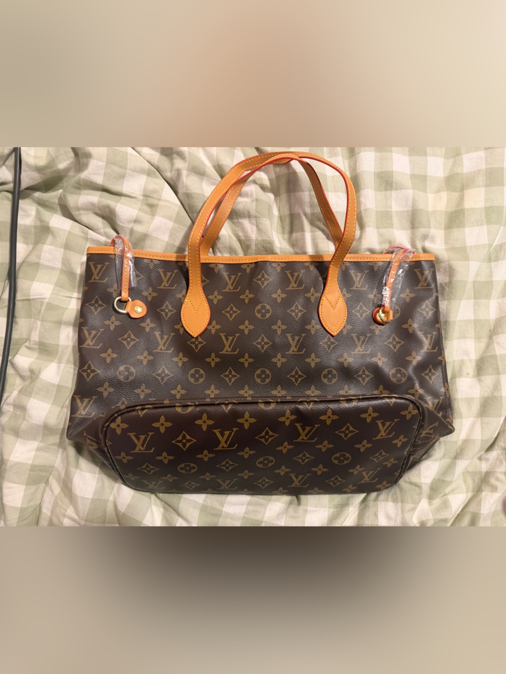 Brown Monogram Tote with Tan Trim - Picture 4 of 4